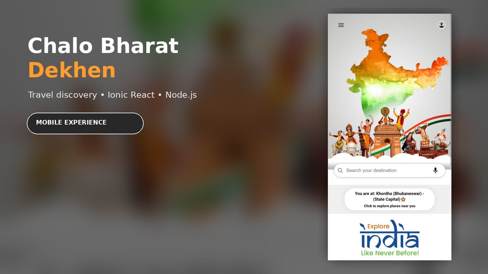 Chalo Bharat Dekhen mobile travel discovery application